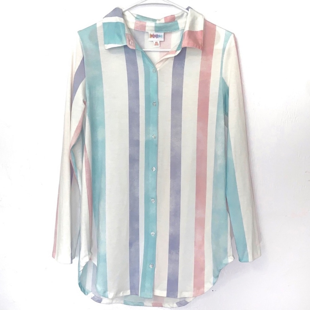 LulaRoe Pastel Striped Button-down Top